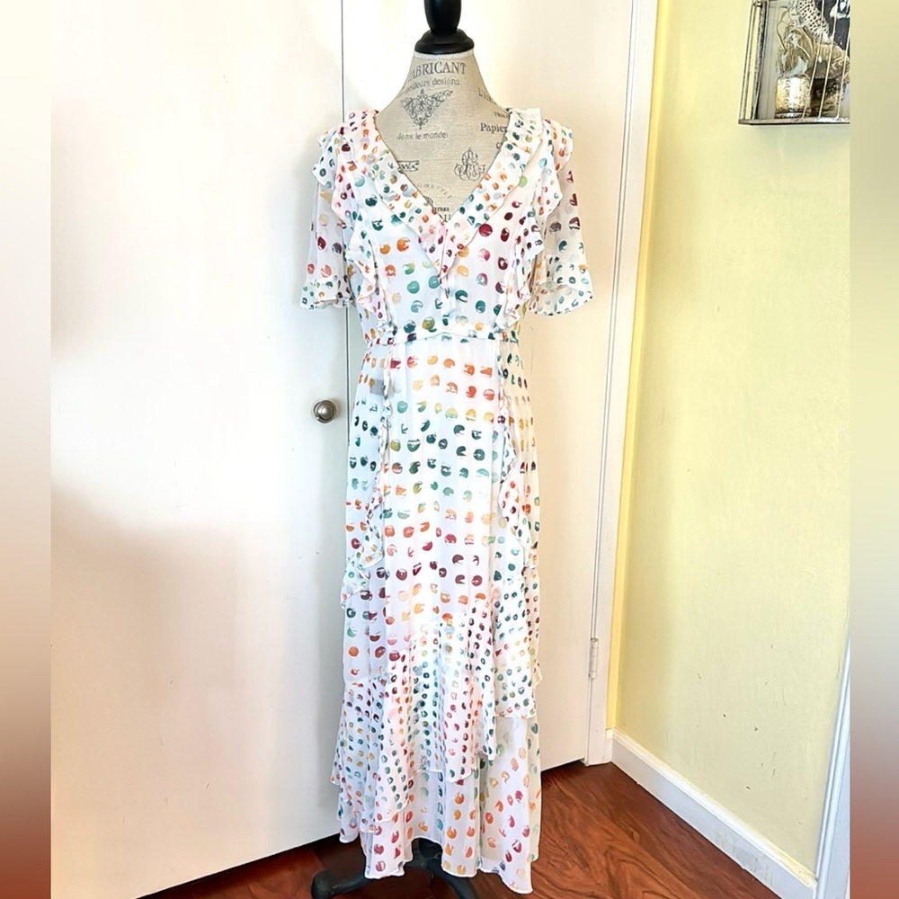 ML Monique Lhullier Multi Polka Dot Dress